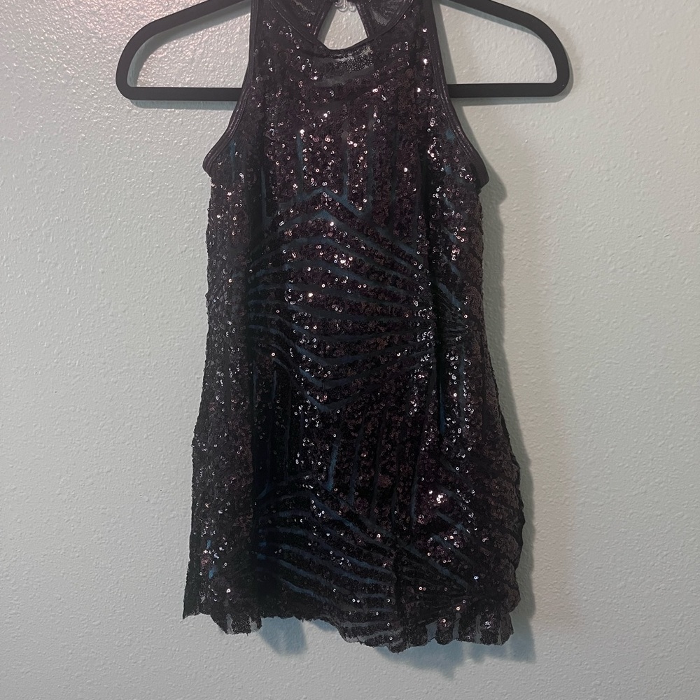 Sparkling Black Sequin Kids Dance Costume